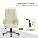 Office Chair High Back Swivel Leather Adjustable Computer Chair-Cream