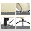 Office Chair High Back Swivel Leather Adjustable Computer Chair-Cream