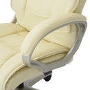 Office Chair High Back Swivel Leather Adjustable Computer Chair-Cream