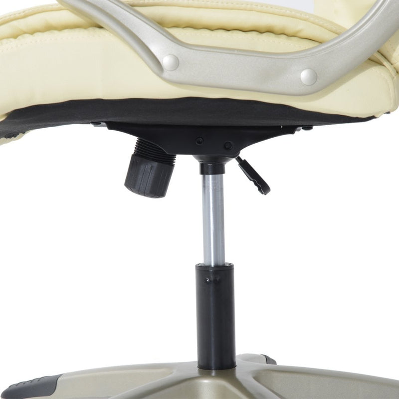 Office Chair High Back Swivel Leather Adjustable Computer Chair-Cream