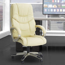 Office Chair High Back Swivel Leather Adjustable Computer Chair-Cream