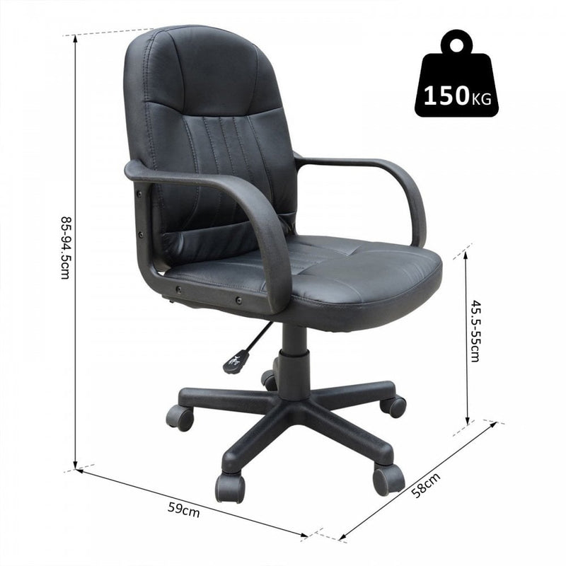Swivel PU Leather Office High Back Mesh Seat Armchair Executive Computer Desk Furniture-Black
