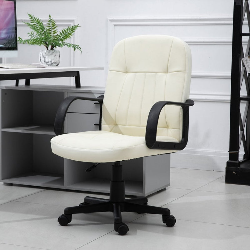 Office Chair, Swivel, PU Leather-Cream