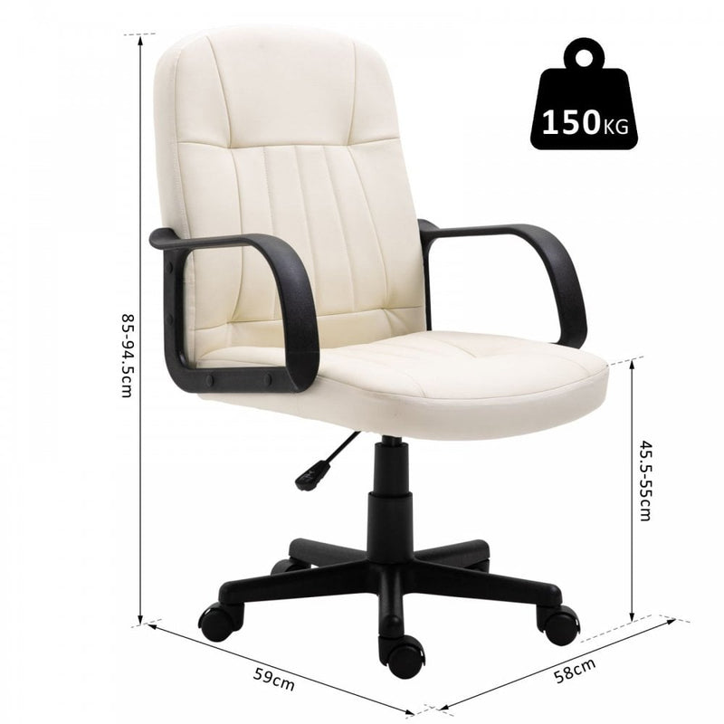 Office Chair, Swivel, PU Leather-Cream