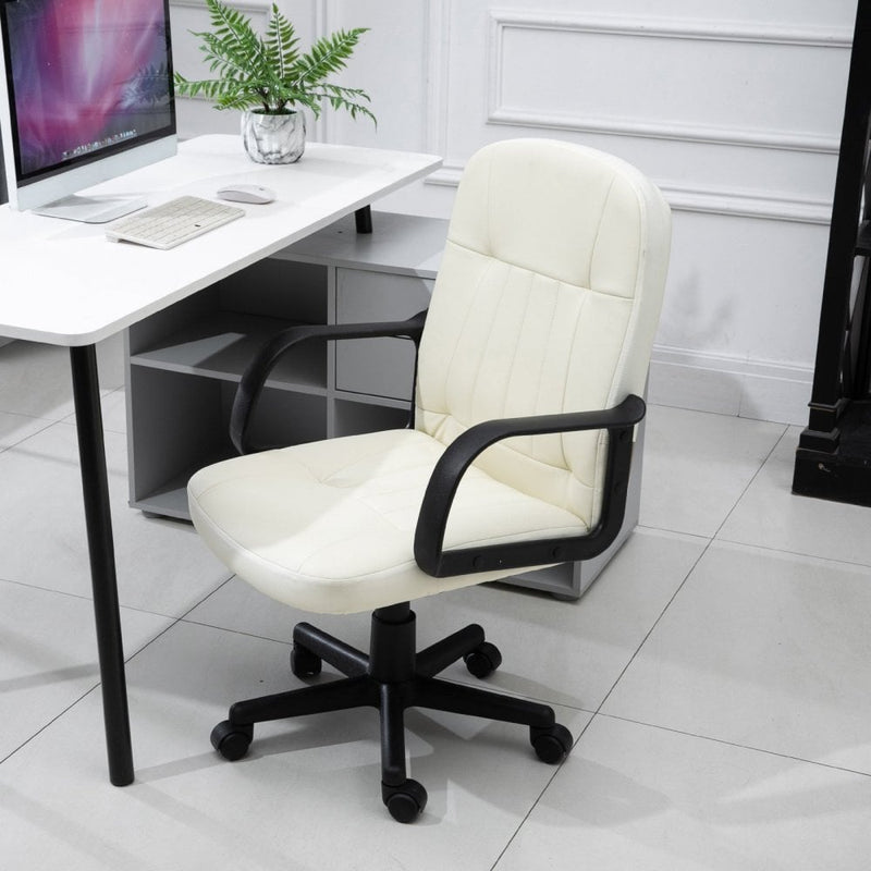 Office Chair, Swivel, PU Leather-Cream