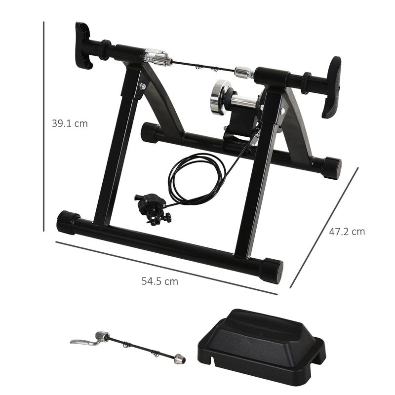 Indoor Bicycle Exercise Trainer w/ Bar Remote Control & Near-Universal Fit Black Magnetic Speed Bike Kinetic 5 Level Resistance