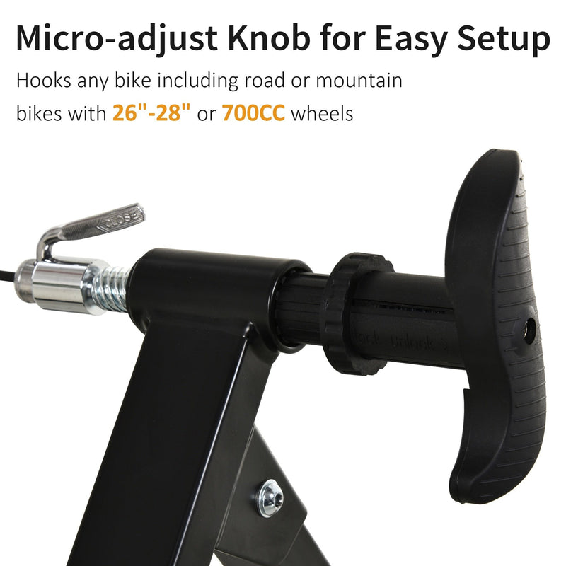 Indoor Bicycle Exercise Trainer w/ Bar Remote Control & Near-Universal Fit Black Magnetic Speed Bike Kinetic 5 Level Resistance