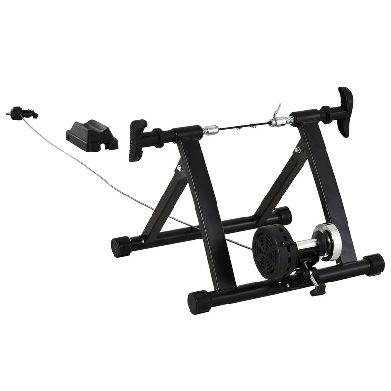 Indoor Bicycle Exercise Trainer w/ Bar Remote Control & Near-Universal Fit Black Magnetic Speed Bike Kinetic 5 Level Resistance