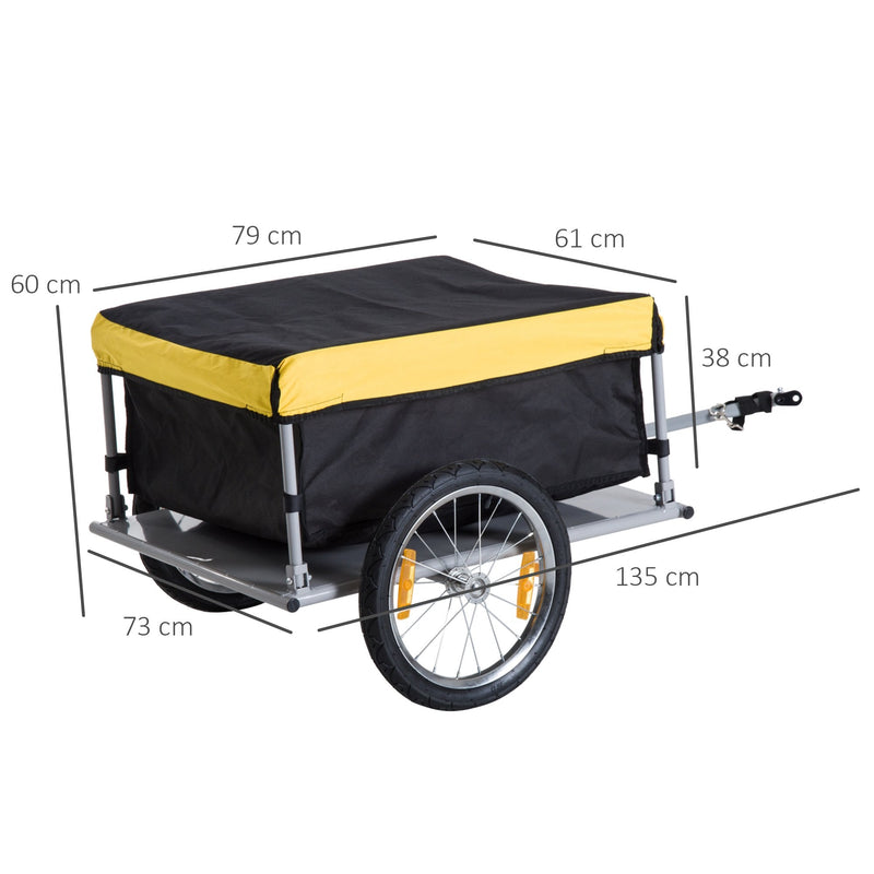 Steel Frame Bike Cargo Trailer Storage Cart and Luggage Trailer with Hitch Yellow