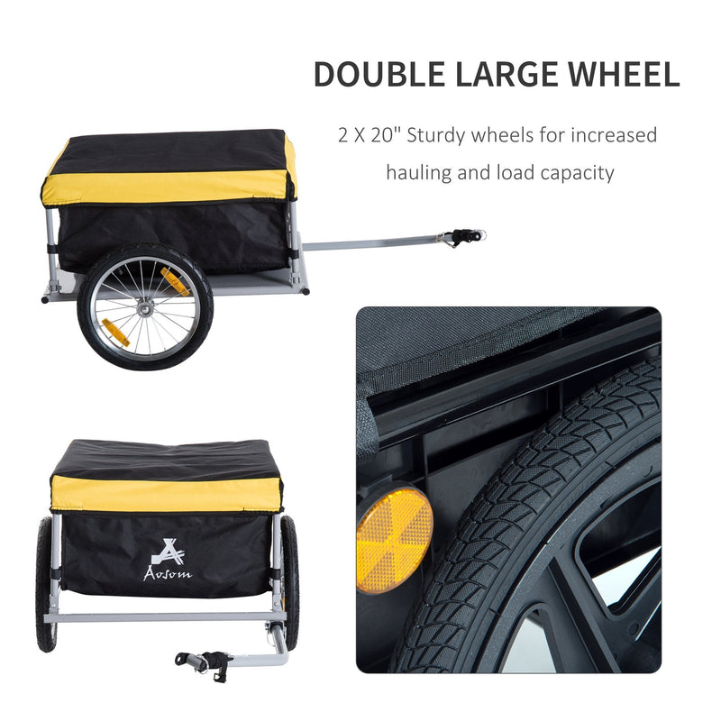 Steel Frame Bike Cargo Trailer Storage Cart and Luggage Trailer with Hitch Yellow