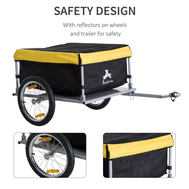Steel Frame Bike Cargo Trailer Storage Cart and Luggage Trailer with Hitch Yellow