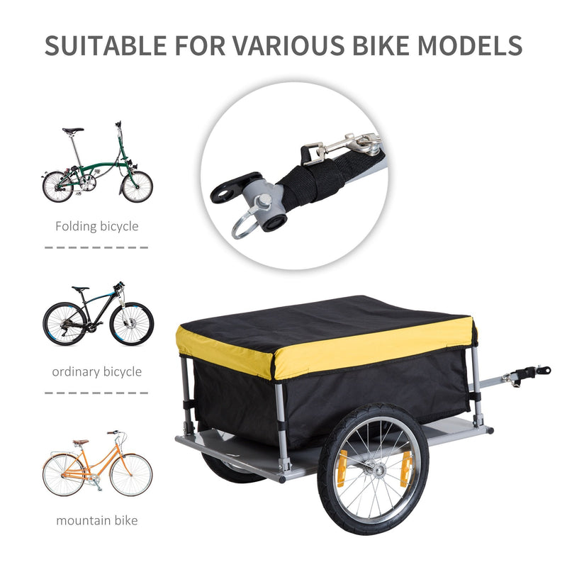 Steel Frame Bike Cargo Trailer Storage Cart and Luggage Trailer with Hitch Yellow