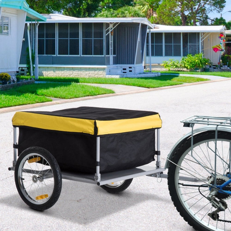 Steel Frame Bike Cargo Trailer Storage Cart and Luggage Trailer with Hitch Yellow