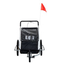 2 in 1 Child Bike Carrier Collapsible 2-Seater Jogger Stroller and Trailer W/ Pivot Wheel-Grey