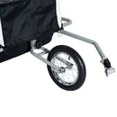 2 in 1 Child Bike Carrier Collapsible 2-Seater Jogger Stroller and Trailer W/ Pivot Wheel-Grey