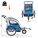 Elite 2-In-1 Bike Trailer for Kids Three-Wheel Bicycle Cargo Trailer & Jogger with 2 Safety Harnesses & Large Storage, Blue II Double Baby Bike Stroller Child Kids