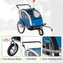 Elite 2-In-1 Bike Trailer for Kids Three-Wheel Bicycle Cargo Trailer & Jogger with 2 Safety Harnesses & Large Storage, Blue II Double Baby Bike Stroller Child Kids