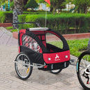 Child Cycle Trailer 2 Seater Black and Red 2 in 1 Multifunctional Bicycle Carrier Baby Stroller Jogger Kit Steel Frame