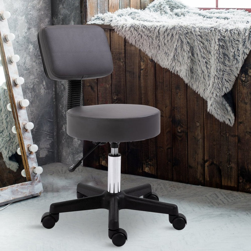 HOMCOM Beautician's Swivel Salon Chair w/Padded Seat Back 5 Wheels Adjustable Height Salon Hairdressers Tattoo Spa Rolling Cushion Professional Grey