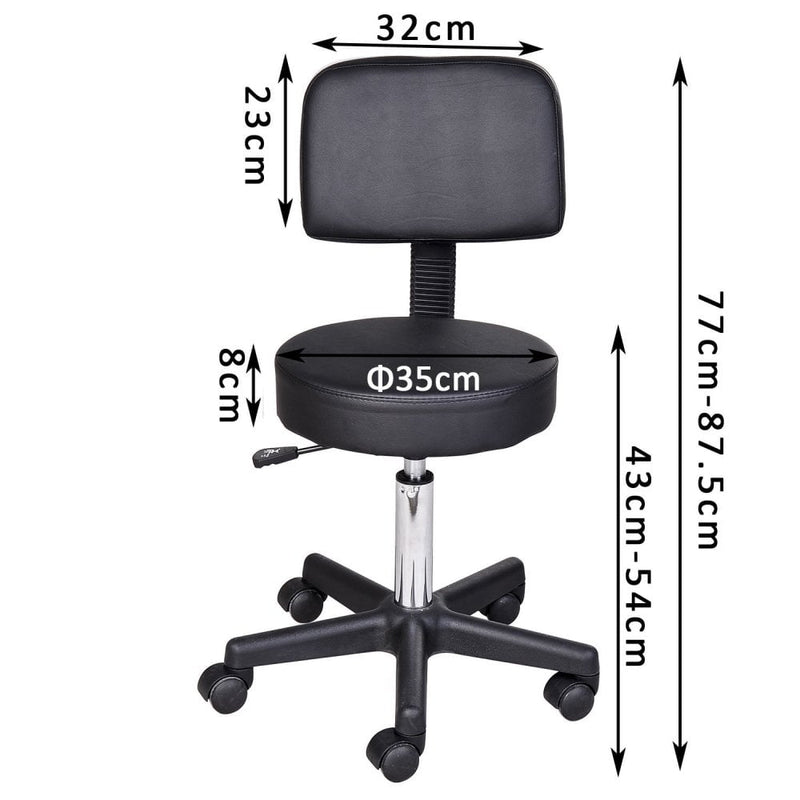 HOMCOM Swivel Gas Lift Stool Massage Beauty Salon Spa Chair Manicure Tattoo Stools Barber Adjustable Height-Black
