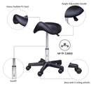 HOMCOM Salon Spa Swivel Saddle Stool Massage Beauty Therapy Gas Height Adjustable Chair - Black