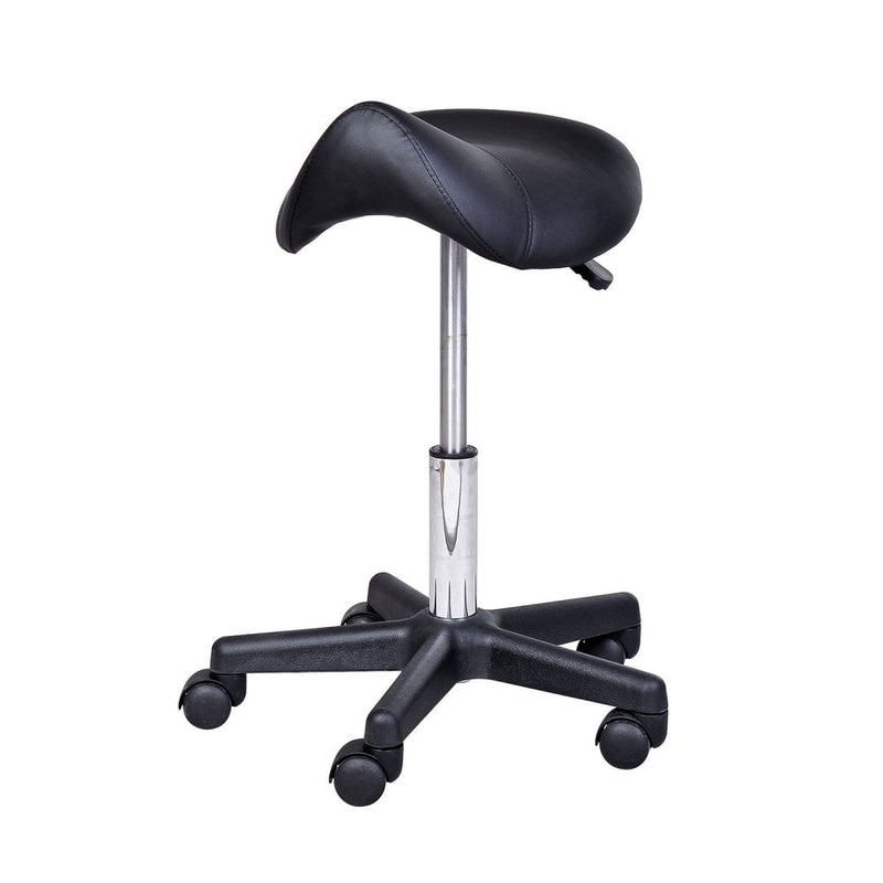 HOMCOM Salon Spa Swivel Saddle Stool Massage Beauty Therapy Gas Height Adjustable Chair - Black