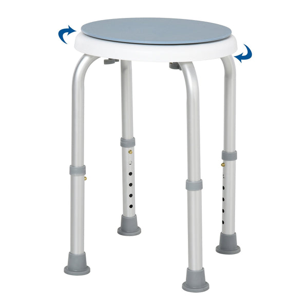 HOMCOM 360 Swivel Seat Bath Shower Stool Adjustable Height w/ Aluminium Frame Non-Slip Feet Chair Safe Support Home Assistance