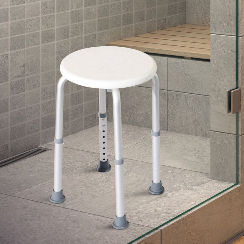 HOMCOM Adjustable Non-Slip Shower and Bath Stool,  32.5Wx41Dx35.5-54H cm-Cream White