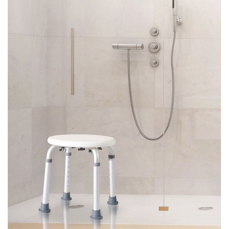 HOMCOM Adjustable Non-Slip Shower and Bath Stool,  32.5Wx41Dx35.5-54H cm-Cream White