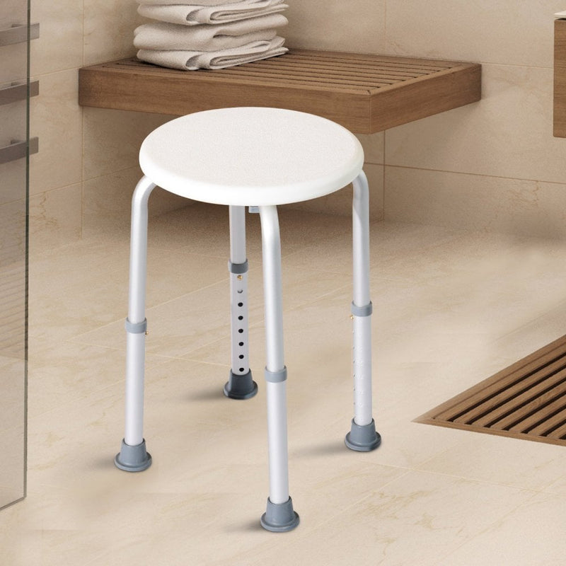 HOMCOM Adjustable Non-Slip Shower and Bath Stool,  32.5Wx41Dx35.5-54H cm-Cream White