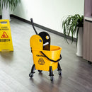 HOMCOM Commercial Plastic Mop Bucket & Water Wringer - Yellow 26L