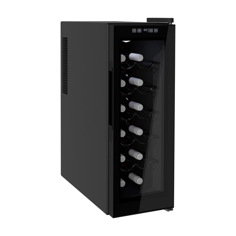 HOMCOM 12 Bottle Wine Cooler Mini Bar Refrigerator 11-18°C Adjustable Temperature Touch Control Led Lights Sleek Stylish Suitable for Home Bar Party Black