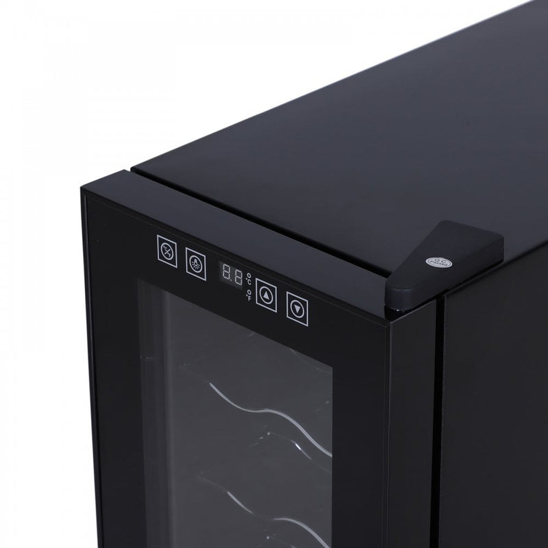 HOMCOM 12 Bottle Wine Cooler Mini Bar Refrigerator 11-18°C Adjustable Temperature Touch Control Led Lights Sleek Stylish Suitable for Home Bar Party Black