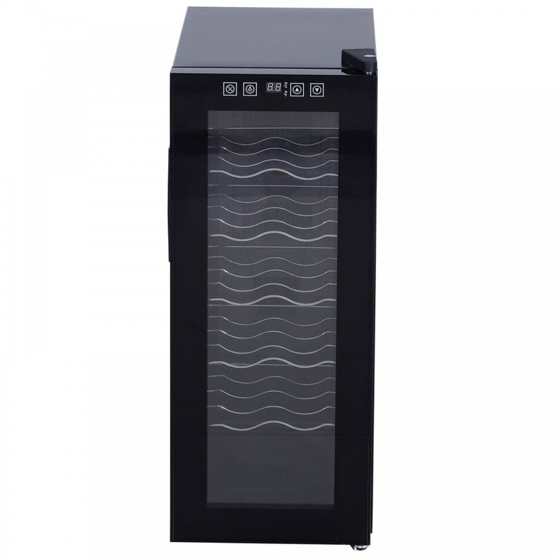 HOMCOM 12 Bottle Wine Cooler Mini Bar Refrigerator 11-18°C Adjustable Temperature Touch Control Led Lights Sleek Stylish Suitable for Home Bar Party Black