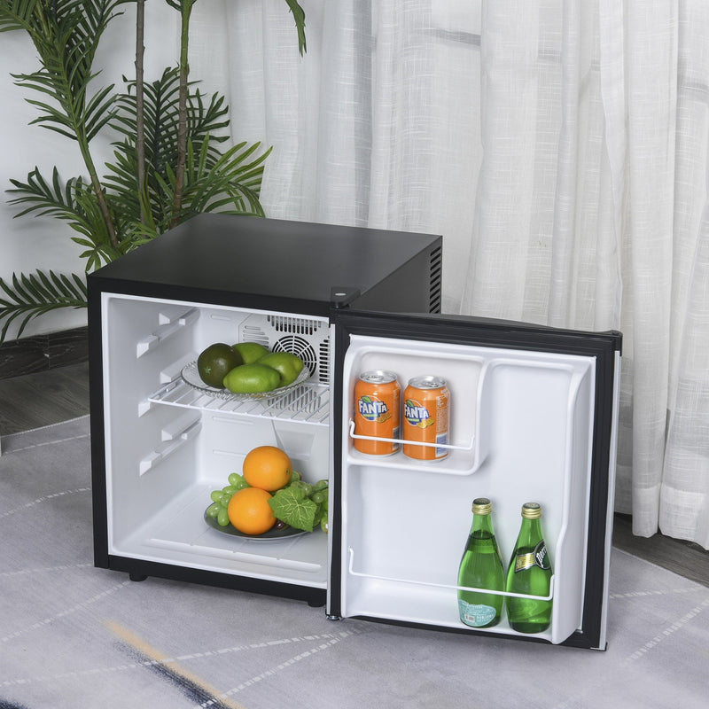 HOMCOM Freestanding Beverage Fridge and Cooler with Movable Chrome Rack Extra Storage Shelf, Hold up to 40 Cans, for Beer Soda Water Cola, Home Office, Black and Silver Can Cola