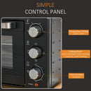 HOMCOM Convection Mini Oven 21 L, Countertop Electric Grill, Toaster Oven with Adjustable Temperature, Timer, Baking Tray and Wire Rack, 1400W Grill Temp - Black