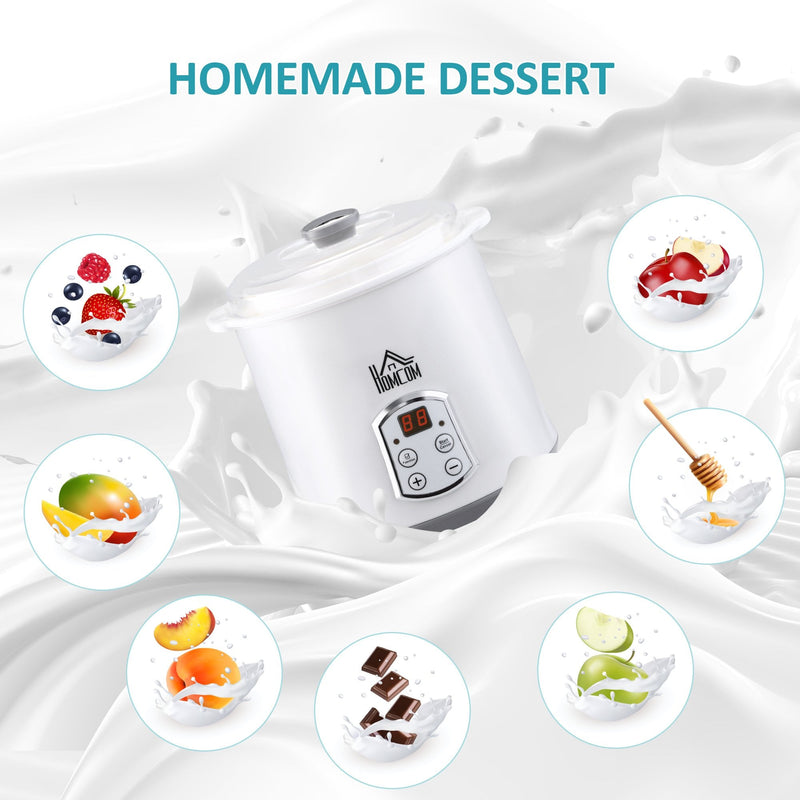 HOMCOM Yoghurt Maker 3 in 1 with Strainer, Multifunctional Yogurt Machine with Digital Display, Timer for Greek Yoghurt, Rice Wine Strainer