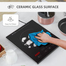 HOMCOM Induction Hob Portable Induction Cooker 2000W Single Hot Plate Electric Cooktop with 8 Power & Temperature Levels 4H Timer Child Lock Sensor Touch LED Display Ceramic Glass Panel