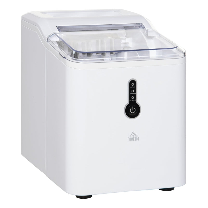 HOMCOM 12kg Ice Maker Machine | Counter Top Cube | Home Drink Equipment | 1.5L Self Clean Function w/ Basket Freestanding Kitchen Office Dining - White