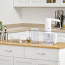 HOMCOM Hand Mixer 5 in 1 500W - White Electric Whisk Five Speed w/ Stainless Steel Dough Hook Beater Blender Chopper for Kitchen Baking