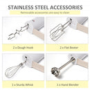 HOMCOM Hand Mixer 5 in 1 500W - White Electric Whisk Five Speed w/ Stainless Steel Dough Hook Beater Blender Chopper for Kitchen Baking