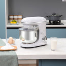 HOMCOM Stand Mixer - White with 6 Speeds and Pulse Setting, 1200W 5.5L Tilt Head Electric Cake Mixer with Stainless Bowl, Beater, Dough Hook and Whisk, Dishwasher Safe, Silver w/ Speed Setting