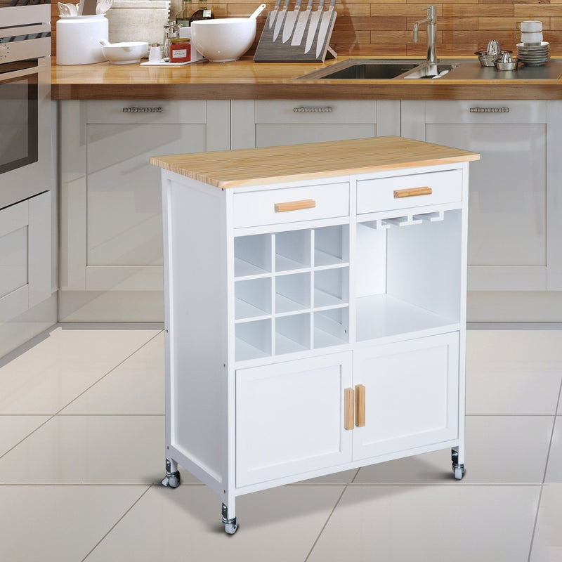 HOMCOM Rolling Kitchen Cart -White