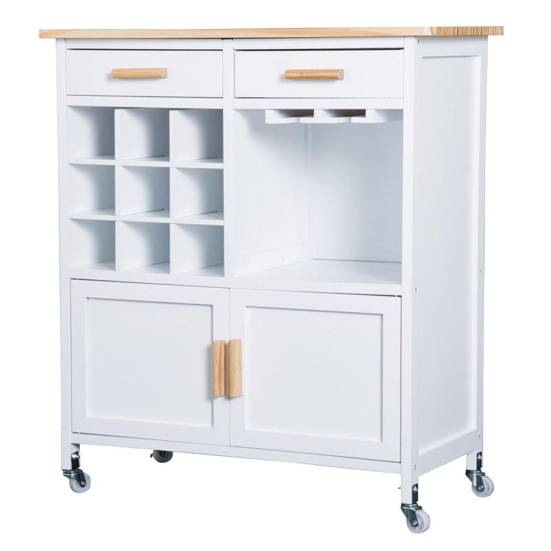 HOMCOM Rolling Kitchen Cart -White