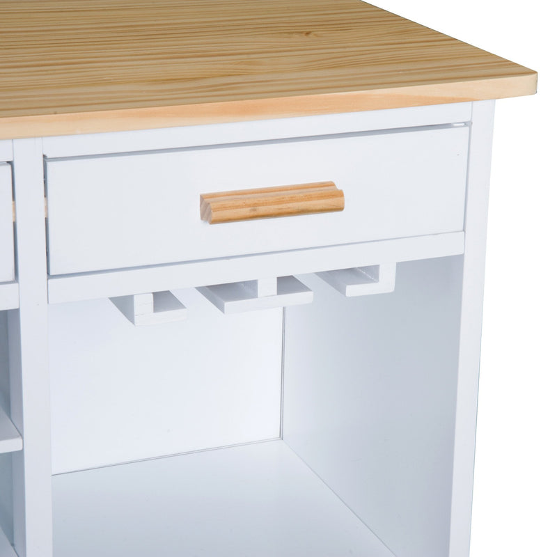 HOMCOM Rolling Kitchen Cart -White