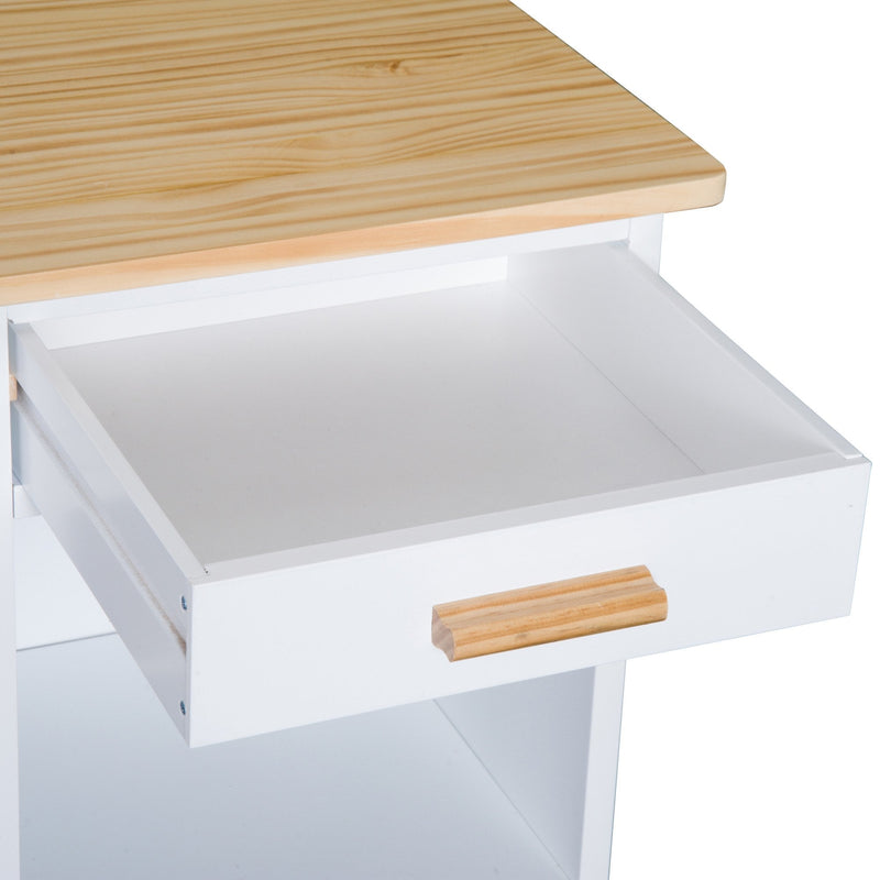 HOMCOM Rolling Kitchen Cart -White