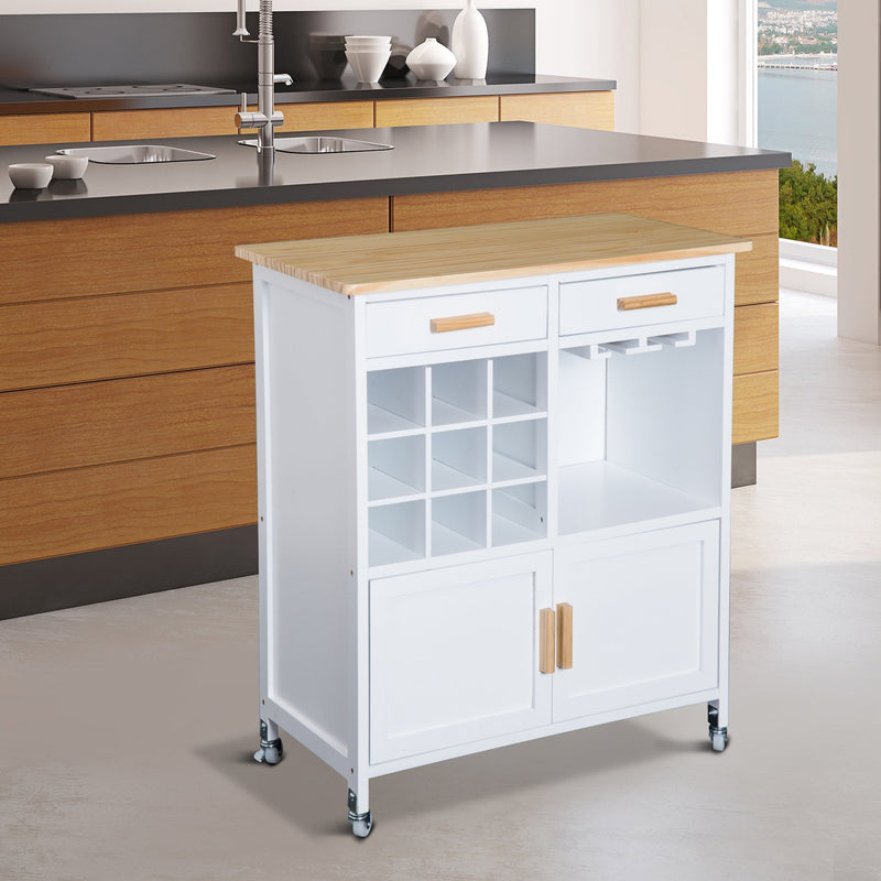 HOMCOM Rolling Kitchen Cart -White
