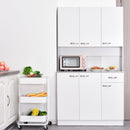 4-Door Wooden Multi Storage Kitchen Cabinet with Doors & Drawers - White