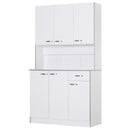 4-Door Wooden Multi Storage Kitchen Cabinet with Doors & Drawers - White