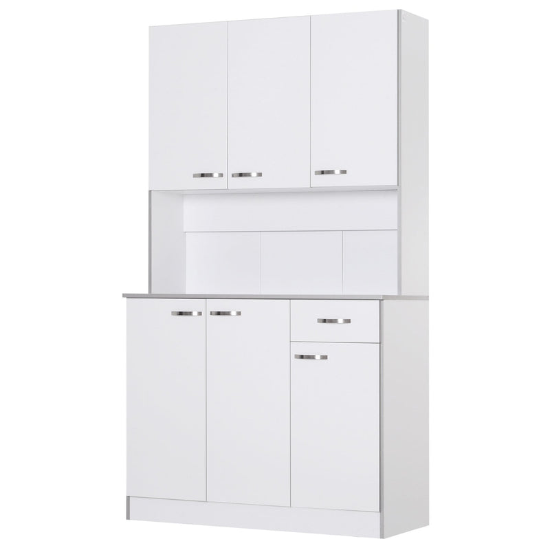 4-Door Wooden Multi Storage Kitchen Cabinet with Doors & Drawers - White